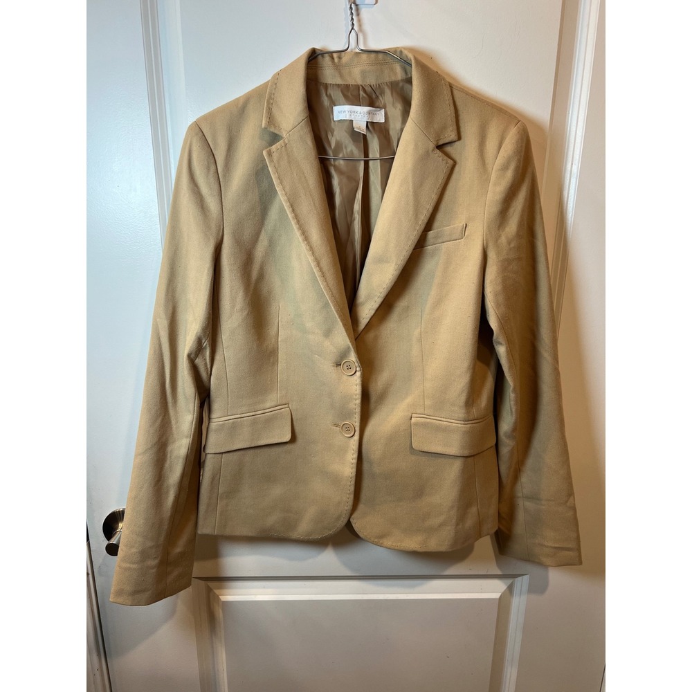 New York & Company Womens Blazer Stretch Twill Tan Size 8